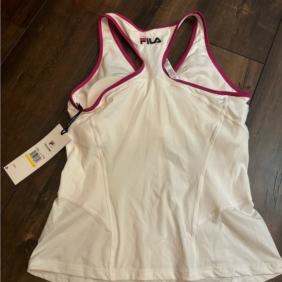 NWT Fila white work out top with built in bra tennis pickle ball Wimbledon club - Picture 5 of 5